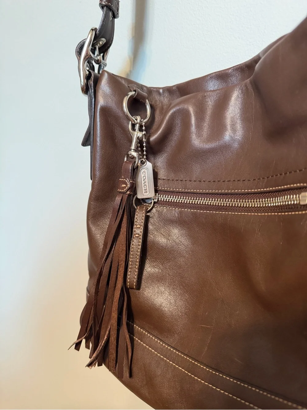 Vintage Coach Brown Leather Crossbody Bag - Timeless Everyday Style